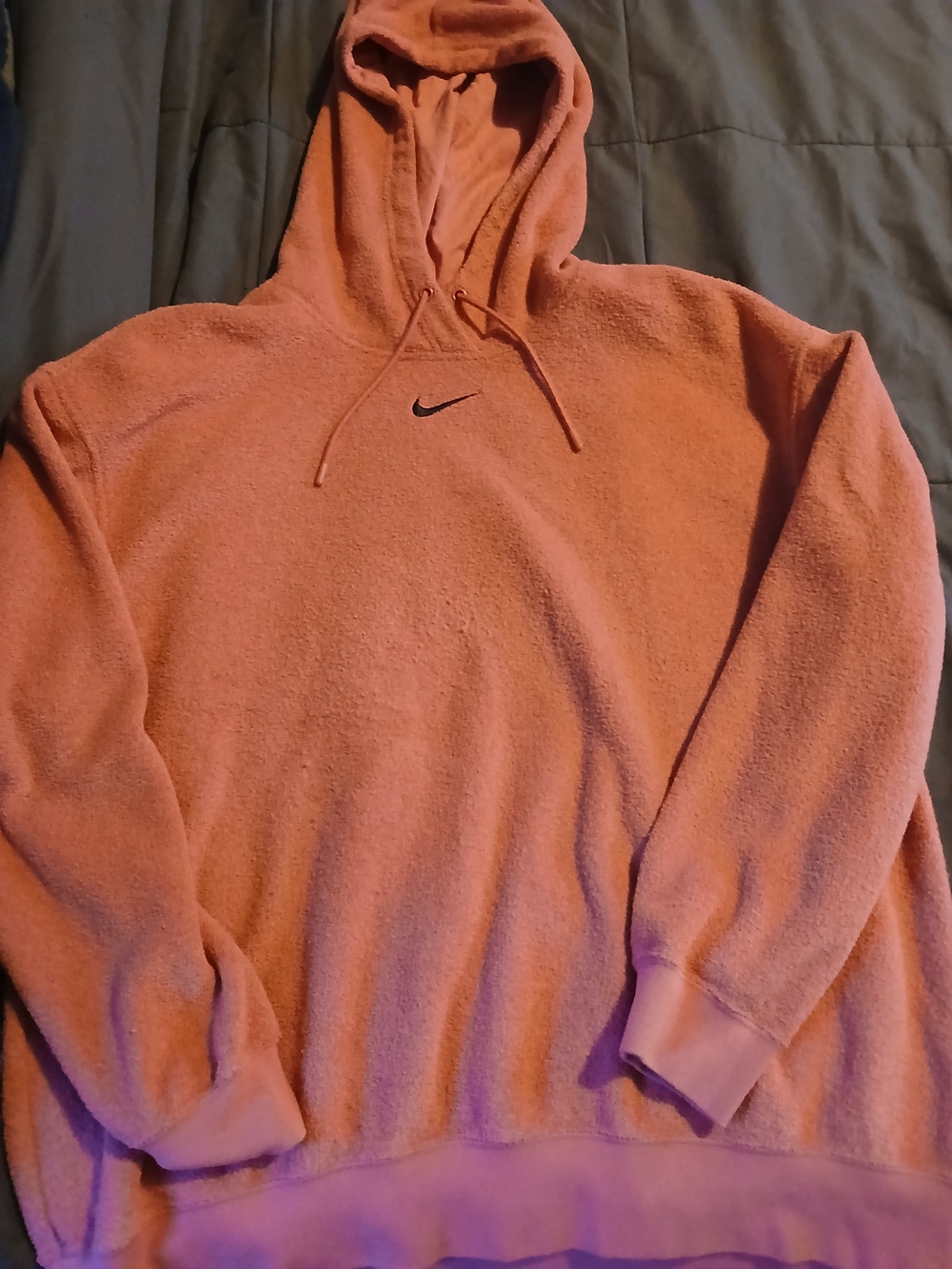 Nike Peach Terry Fleece Hoodie with Black Swoosh